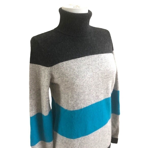 Bloomingdales 100% Cashmere Striped Sweater M Quiet Luxury Preppy Old Money - Picture 2 of 8